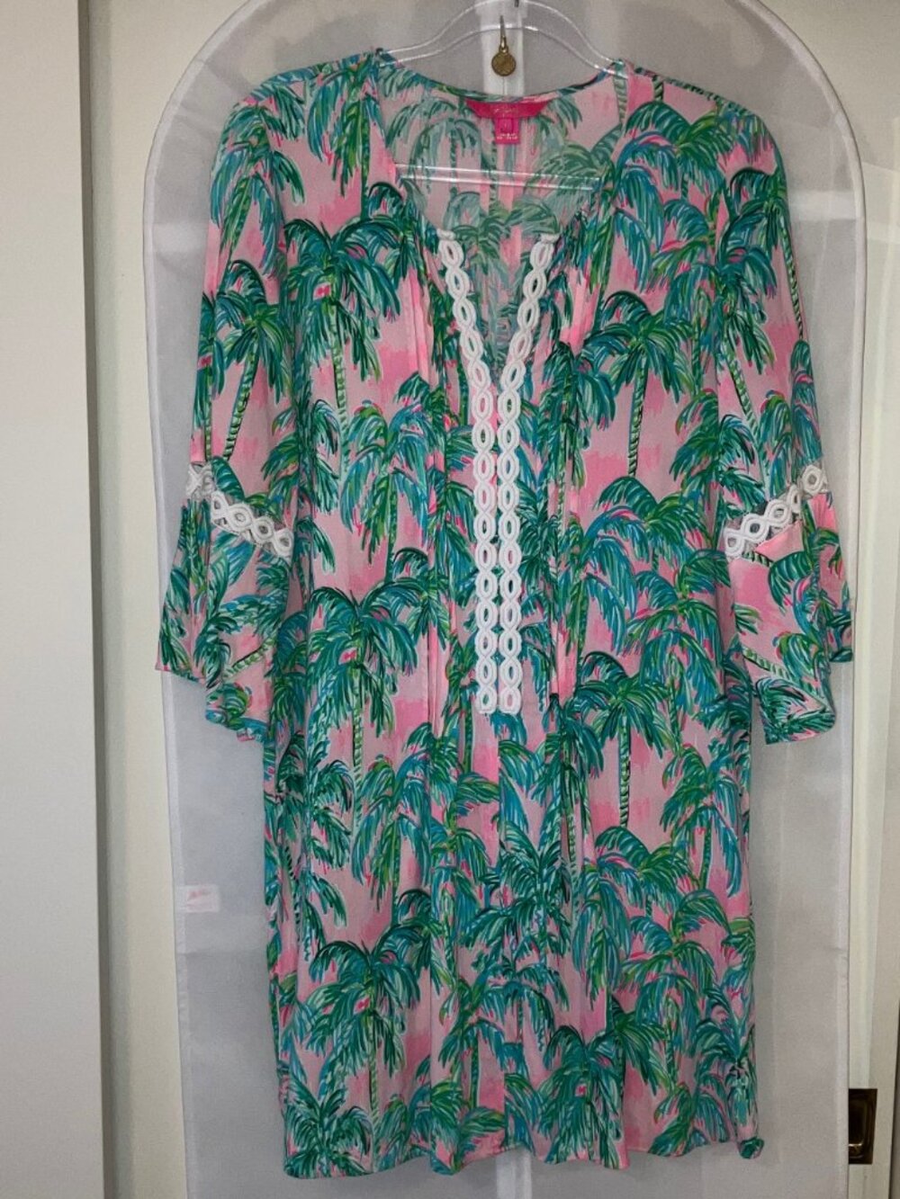 Lilly Pulitzer Hollie Tunic Dress - Pink Blossom Suite Views - Like New - Size L